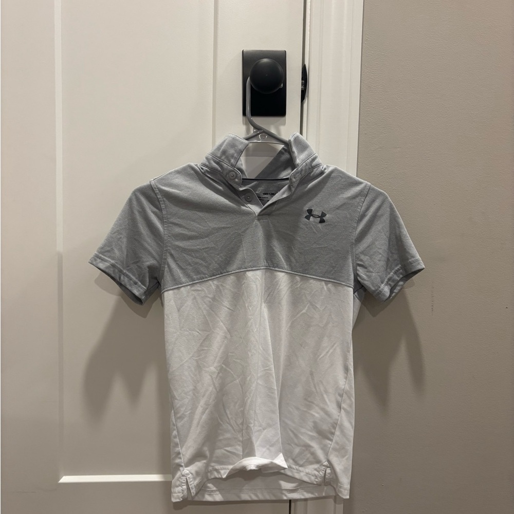 Under Armour Gray and White Kids Polo Shirt